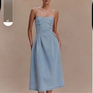 Meshki Light Blue Denim Midi Dress